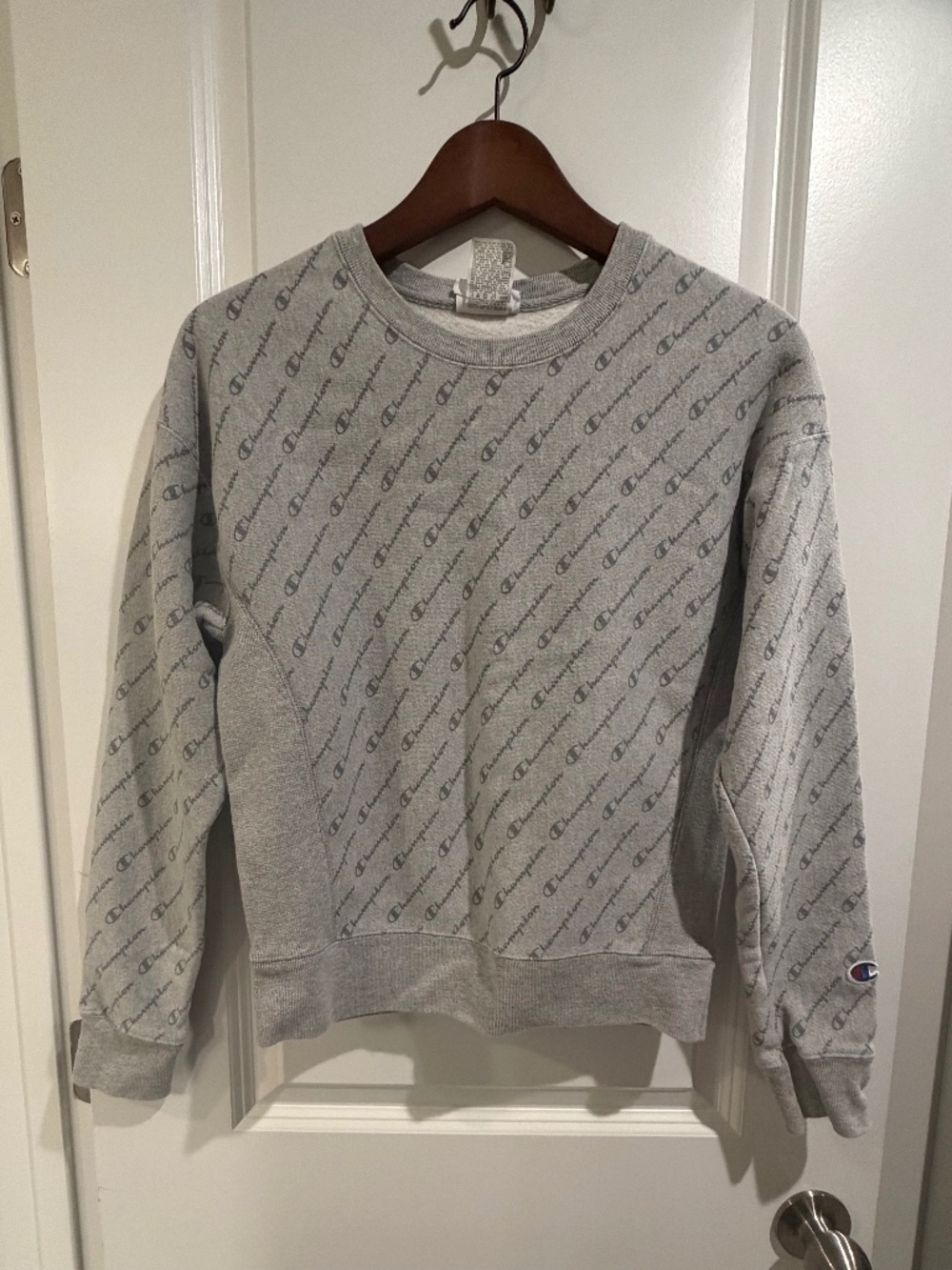 Champion Reverse Weave All Over Logo Print Sweatshirt - Small
